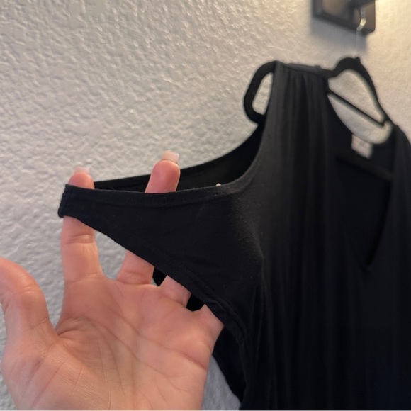 Velvet Classic Black Draped Open-Shoulder Top Size Small Made in USA Cotton - Picture 6 of 7